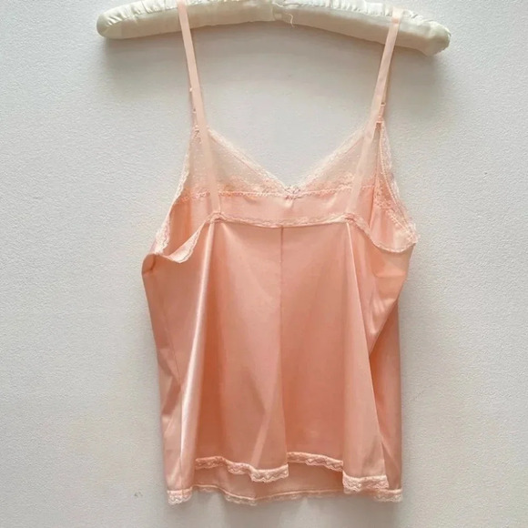 Vintage - NWT Pastel Peach Lace Trimmed Tank Top Fairycore Mermaidcore - Picture 6 of 10